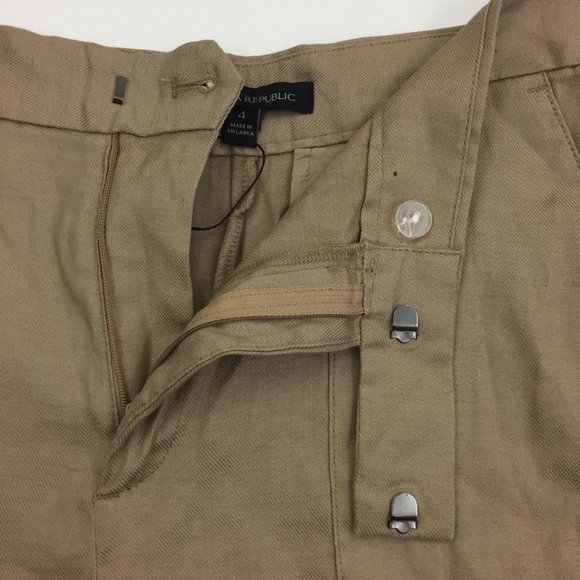 NWOT BANANA REPUBLIC Sand/Tan Linen Blend Pockets High Waist Shorts - Picture 4 of 8